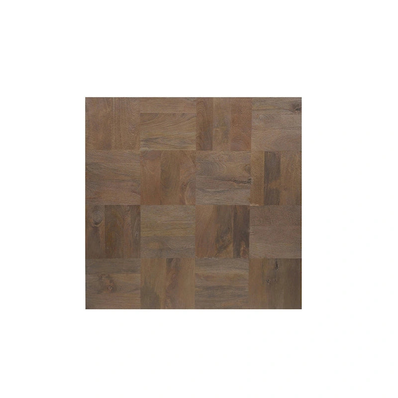 Table basse carrée en bois massif marron foncé et noir 40 po
