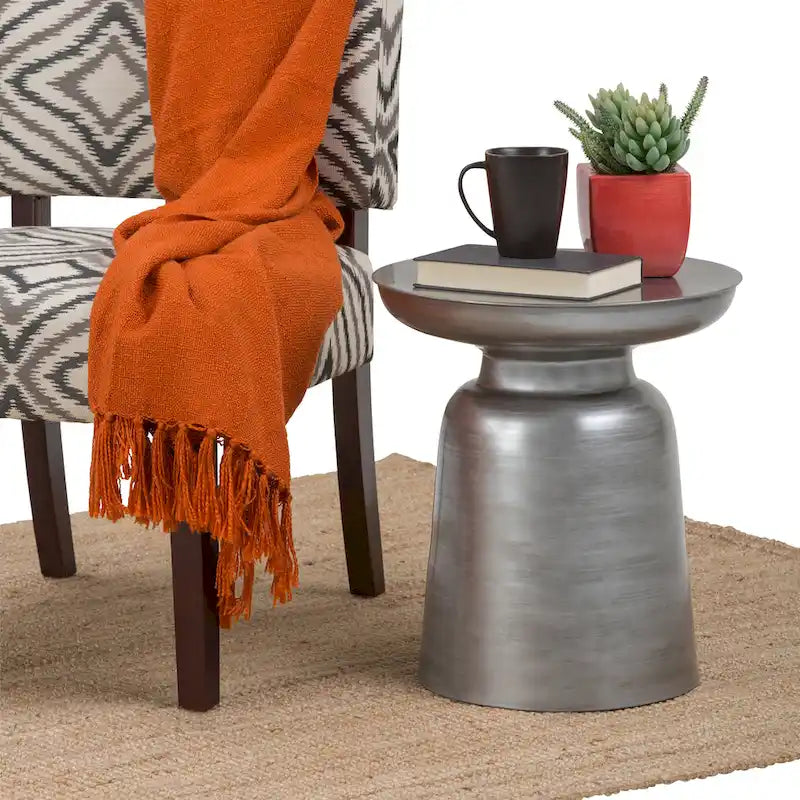 Table d'appoint latérale en métal moderne et industrielle