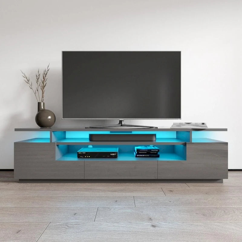 Meuble TV laqué avec lumières LED