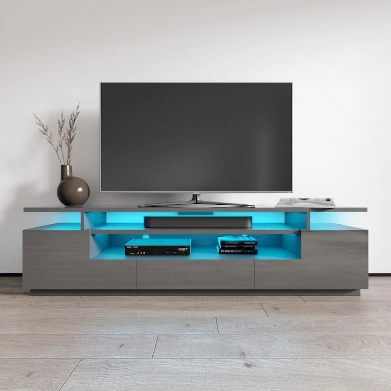 Meuble TV laqué avec lumières LED