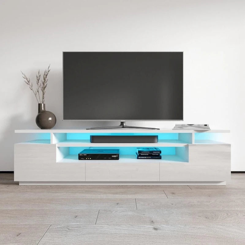 Meuble TV laqué avec lumières LED
