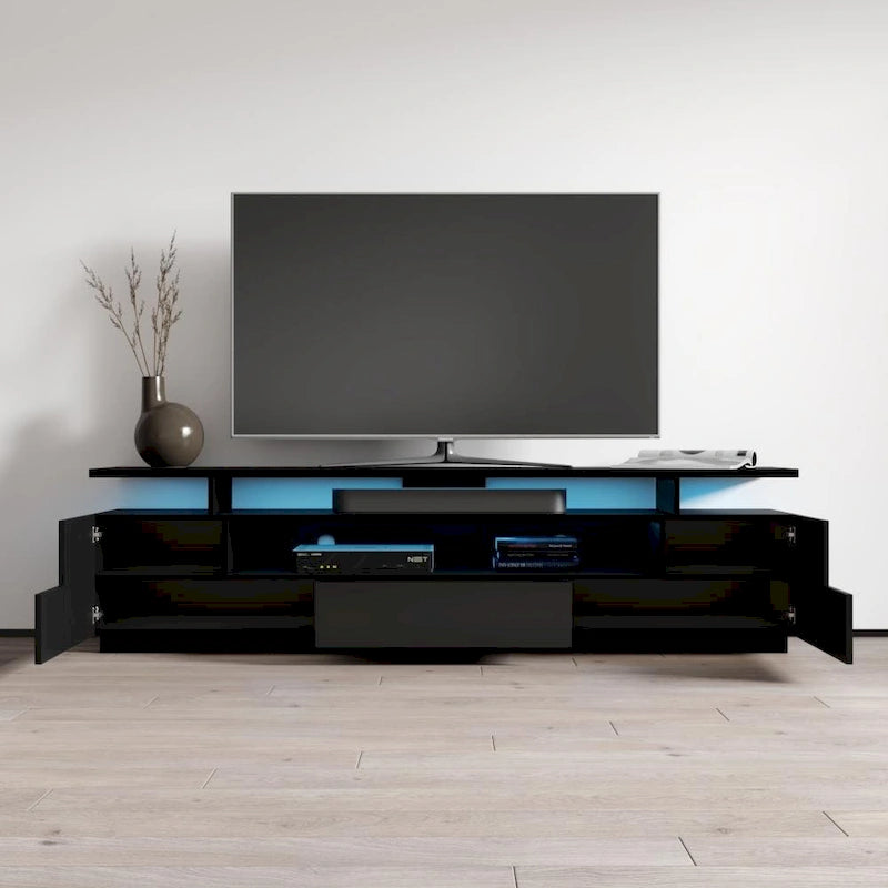 Meuble TV laqué avec lumières LED