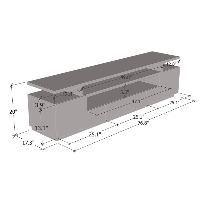 Meuble TV laqué avec lumières LED