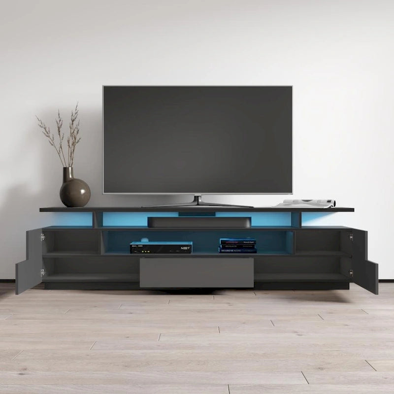 Meuble TV laqué avec lumières LED