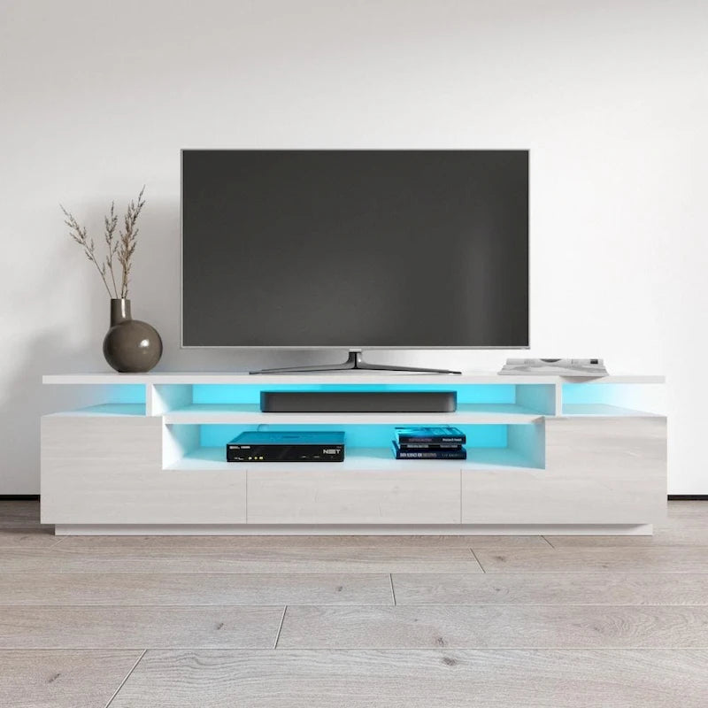 Meuble TV laqué avec lumières LED