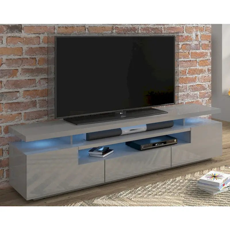 Meuble TV laqué avec lumières LED