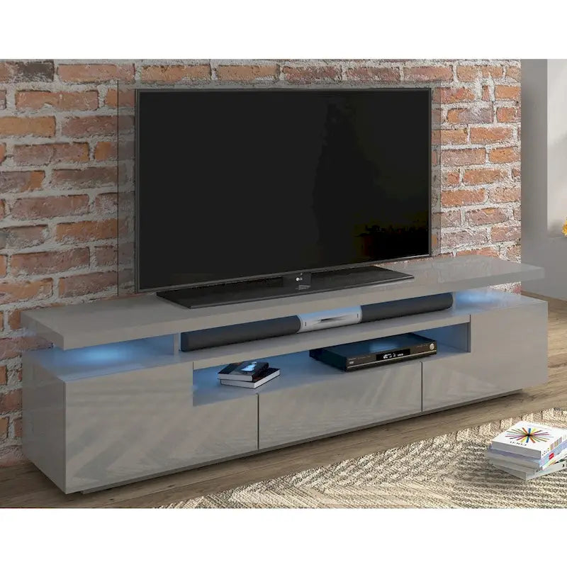 Meuble TV laqué avec lumières LED