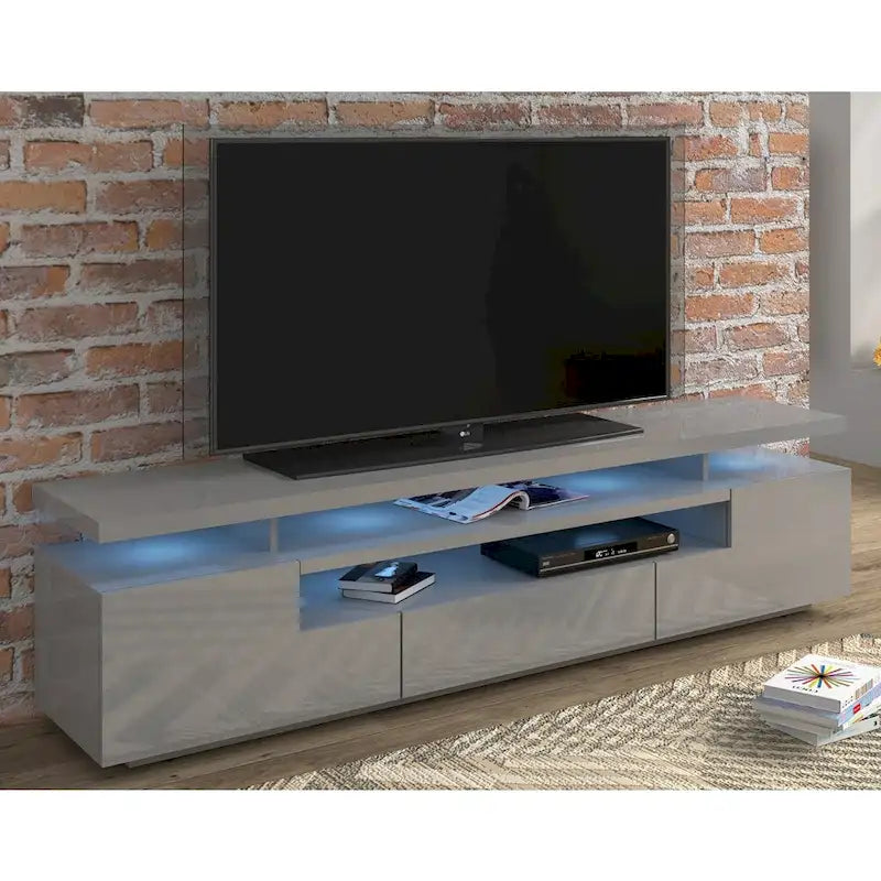 Meuble TV laqué avec lumières LED