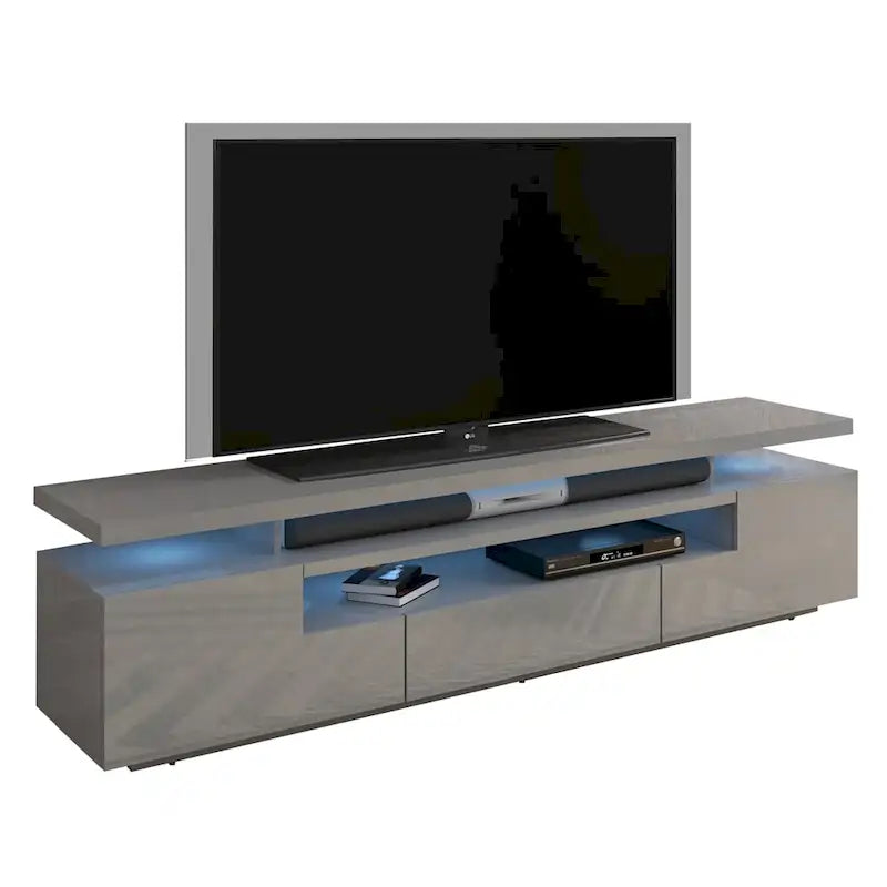 Meuble TV laqué avec lumières LED
