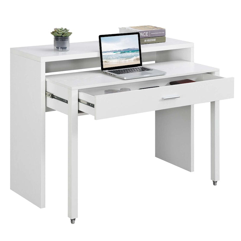 Console/bureau coulissant avec tiroir et rehausseur