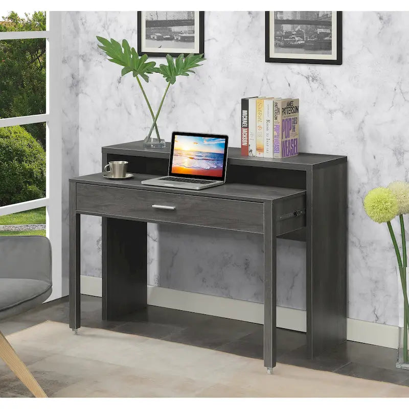 Console/bureau coulissant avec tiroir et rehausseur