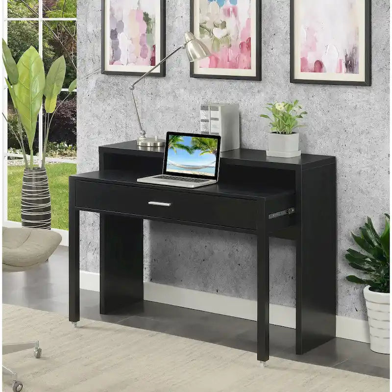 Console/bureau coulissant avec tiroir et rehausseur