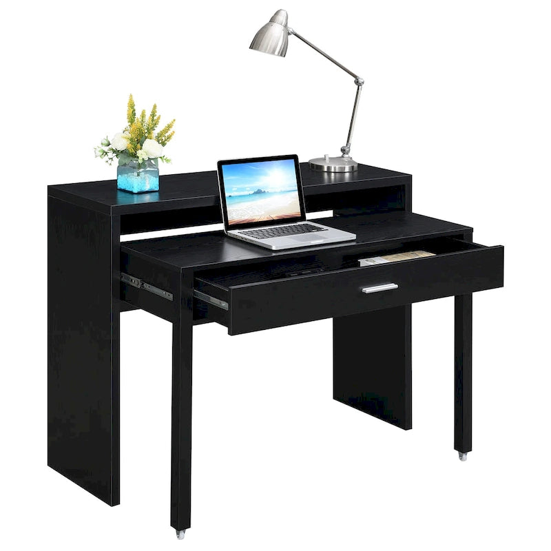 Console/bureau coulissant avec tiroir et rehausseur