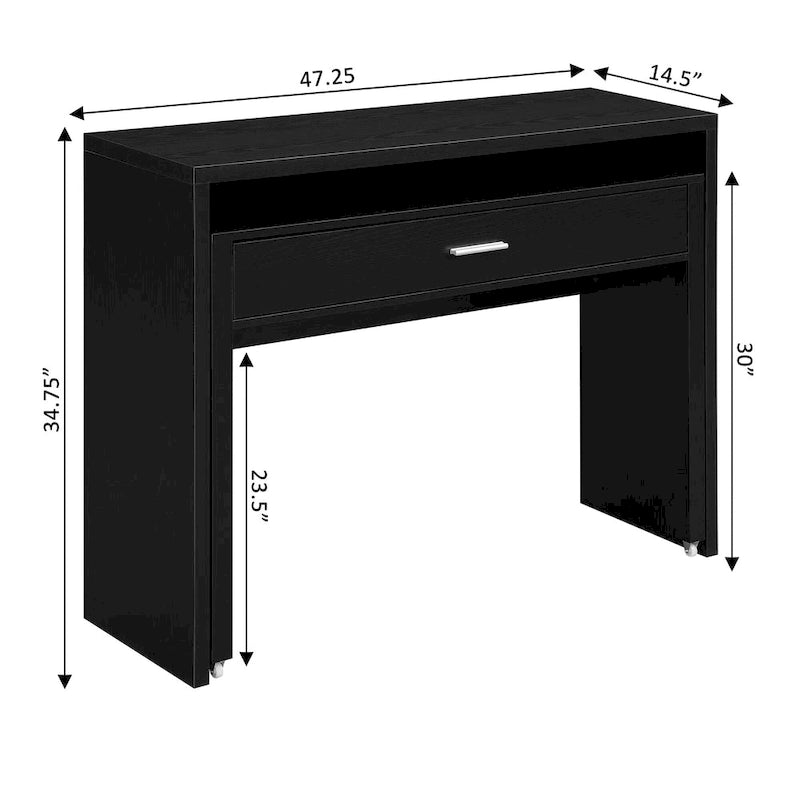 Console/bureau coulissant avec tiroir et rehausseur