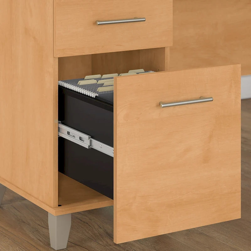 Bureau avec huche et bibliothèque à 5 étagères