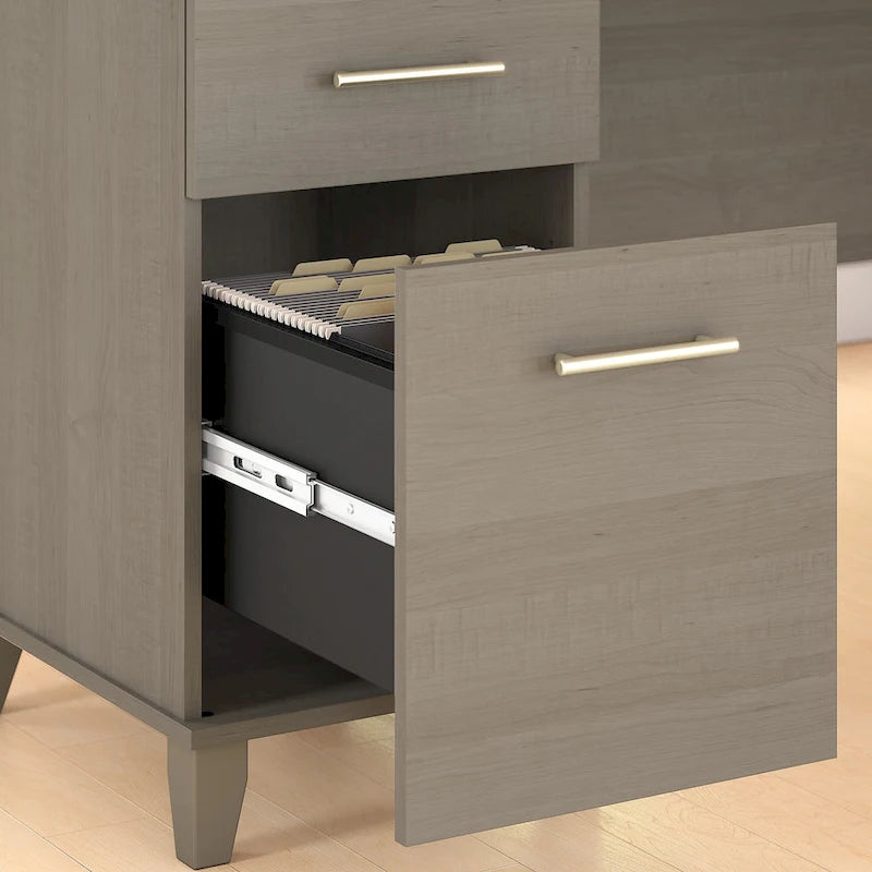 Bureau avec huche et bibliothèque à 5 étagères