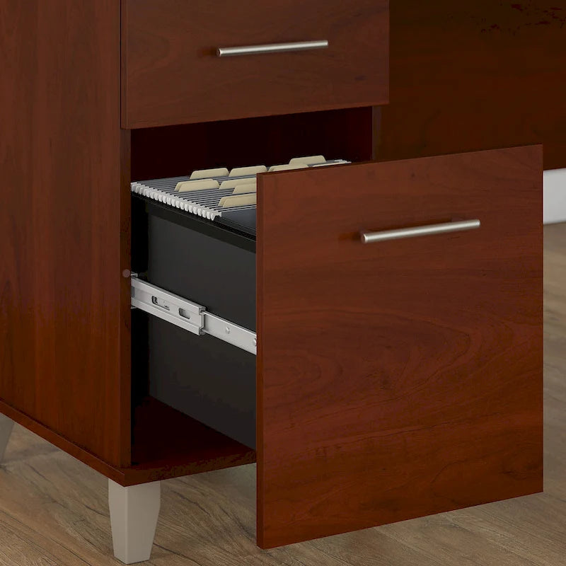 Bureau avec huche et bibliothèque à 5 étagères