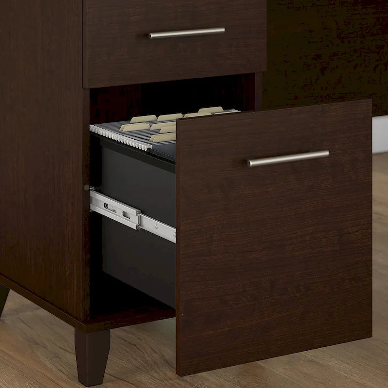 Bureau avec huche et bibliothèque à 5 étagères
