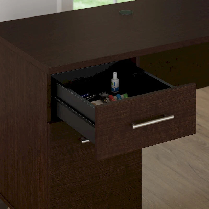 Bureau avec huche et bibliothèque à 5 étagères
