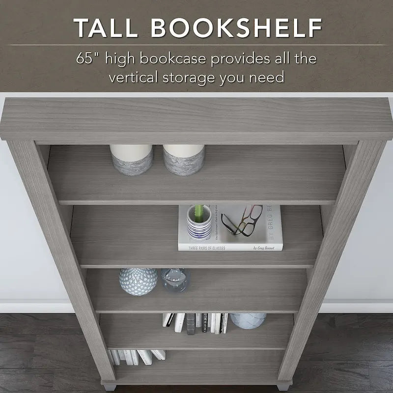 Bureau avec huche et bibliothèque à 5 étagères