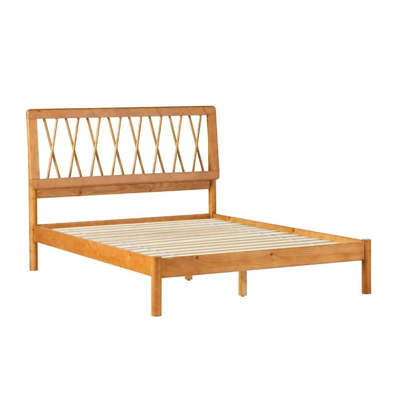 Lit double en bois massif en pin