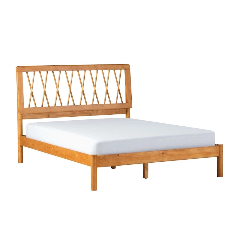 Lit double en bois massif en pin