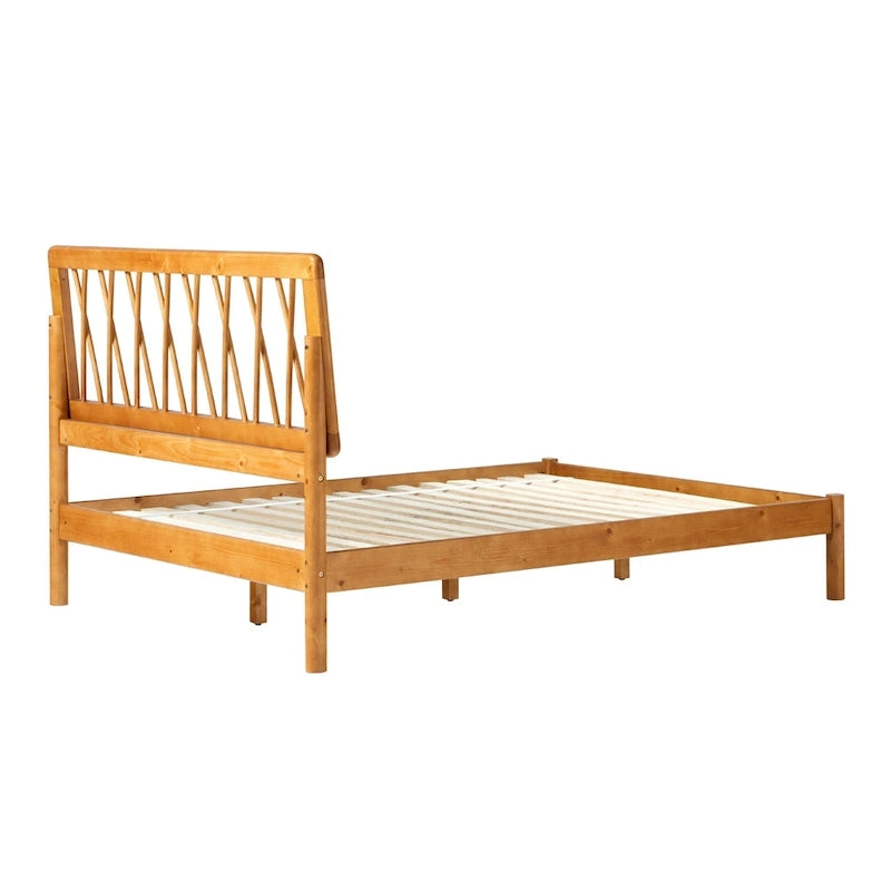 Lit double en bois massif en pin