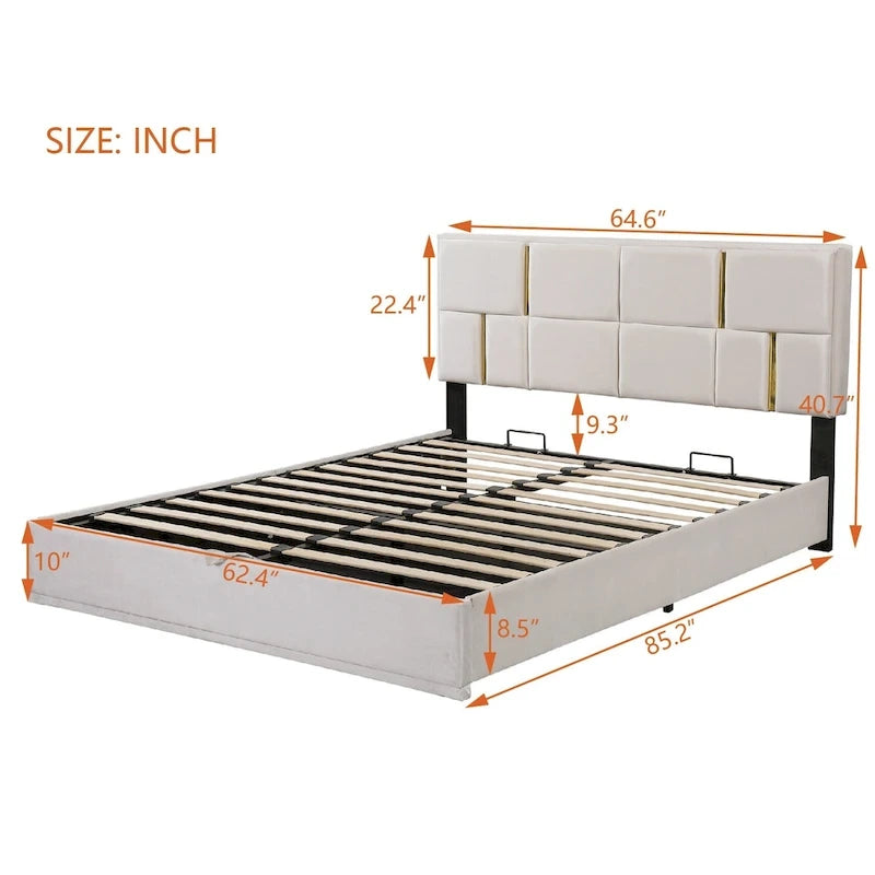 Lit de chambre avec coffre de rangement intégré