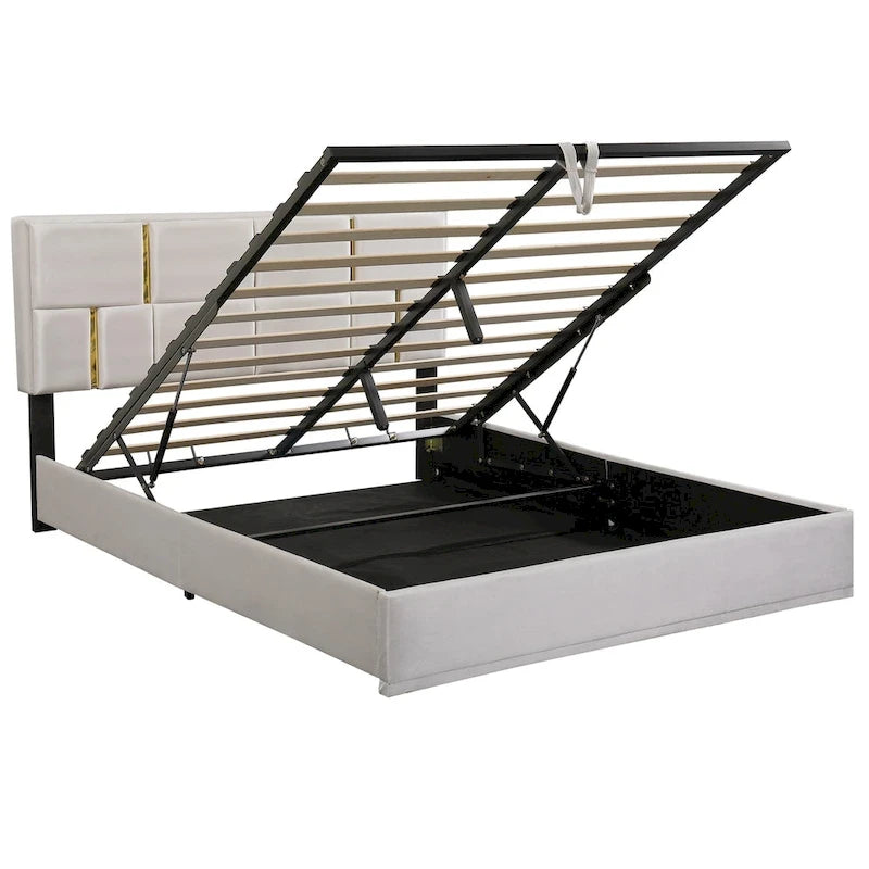 Lit de chambre avec coffre de rangement intégré