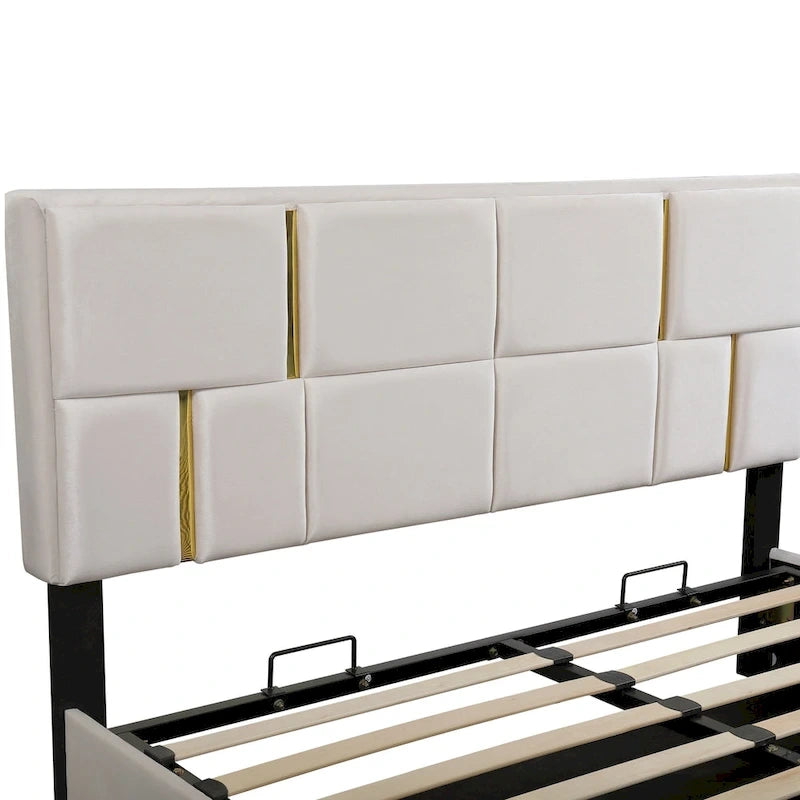 Lit de chambre avec coffre de rangement intégré