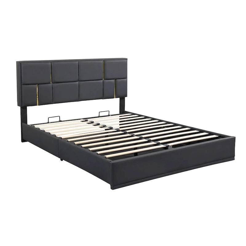 Lit de chambre avec coffre de rangement intégré