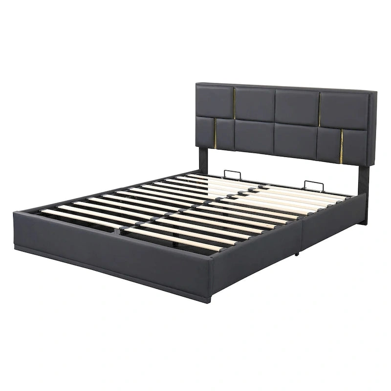 Lit de chambre avec coffre de rangement intégré