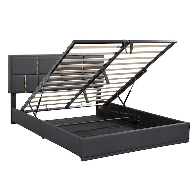 Lit de chambre avec coffre de rangement intégré