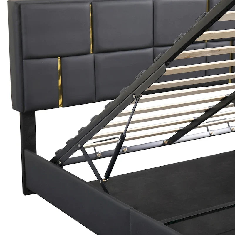 Lit de chambre avec coffre de rangement intégré
