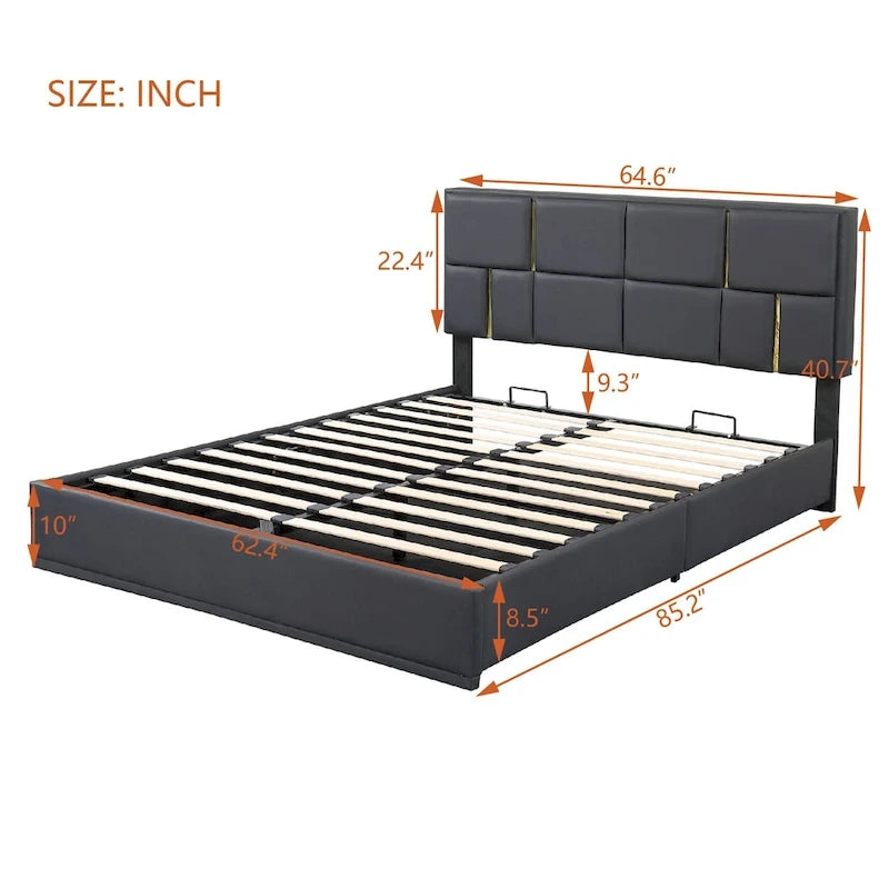 Lit de chambre avec coffre de rangement intégré