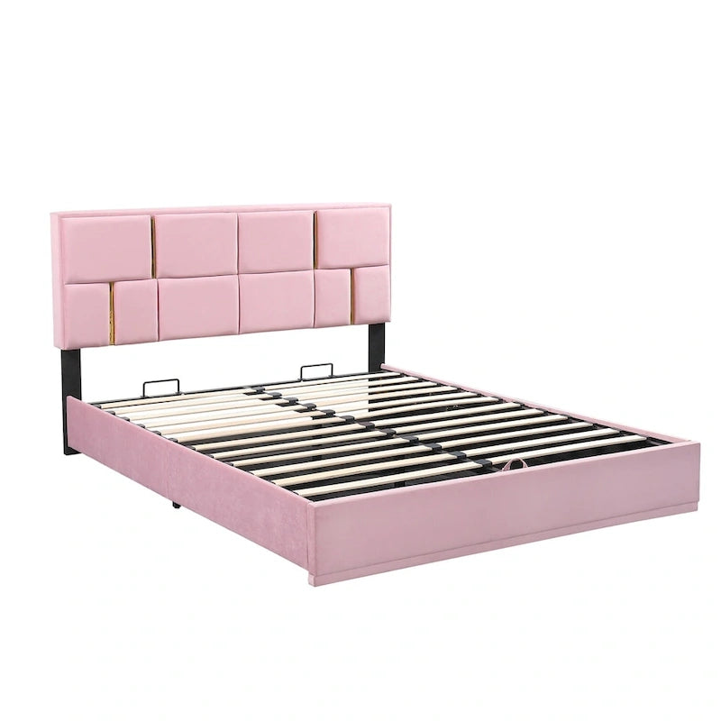 Lit de chambre avec coffre de rangement intégré