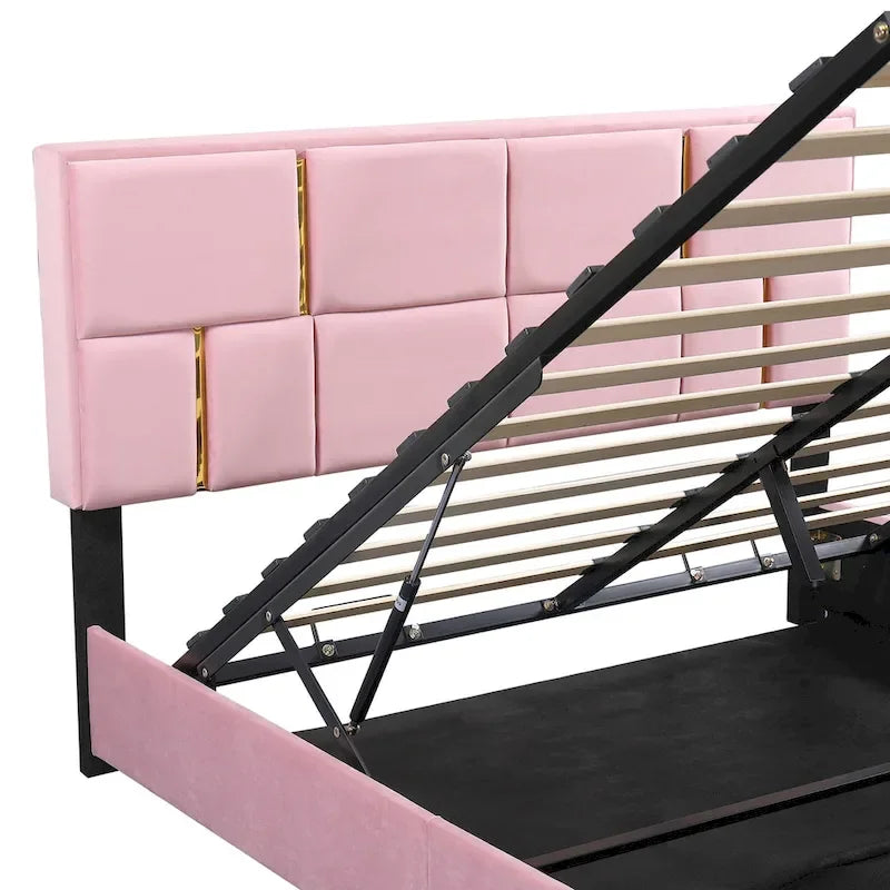 Lit de chambre avec coffre de rangement intégré