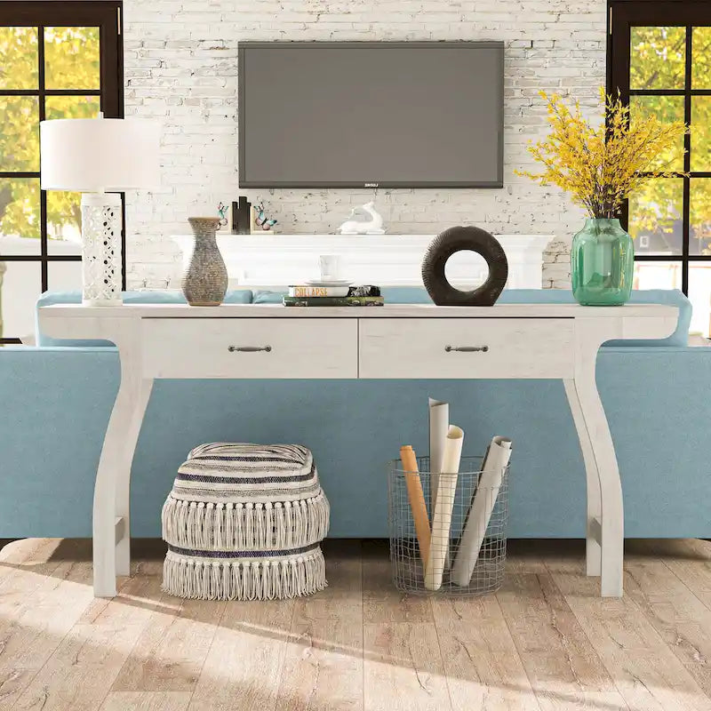Console tiroir en chêne blanc contemporaine