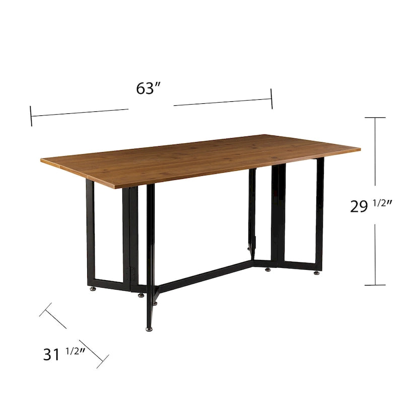 Table à abattants en Chêne vieilli avec cadre noir