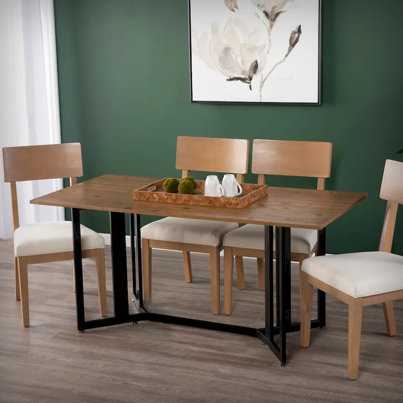 Table à abattants en Chêne vieilli avec cadre noir