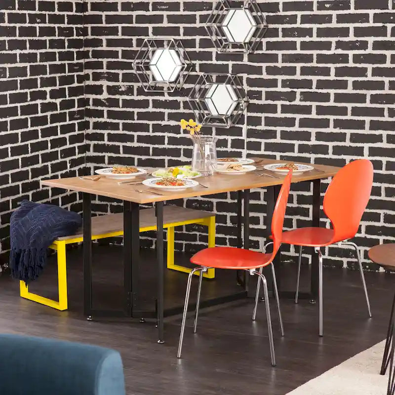 Table à abattants en Chêne vieilli avec cadre noir