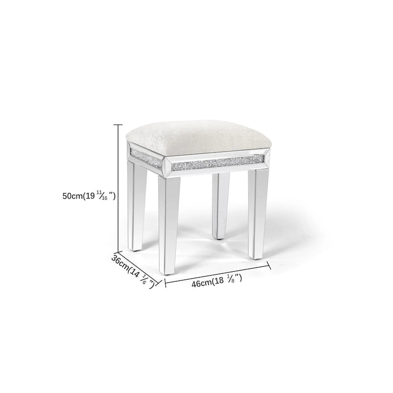 Tabouret de coiffeuse miroir diamant avec siège en velours rembourré