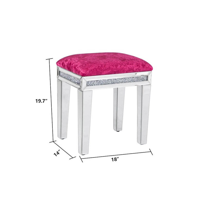 Tabouret de coiffeuse miroir diamant avec siège en velours rembourré
