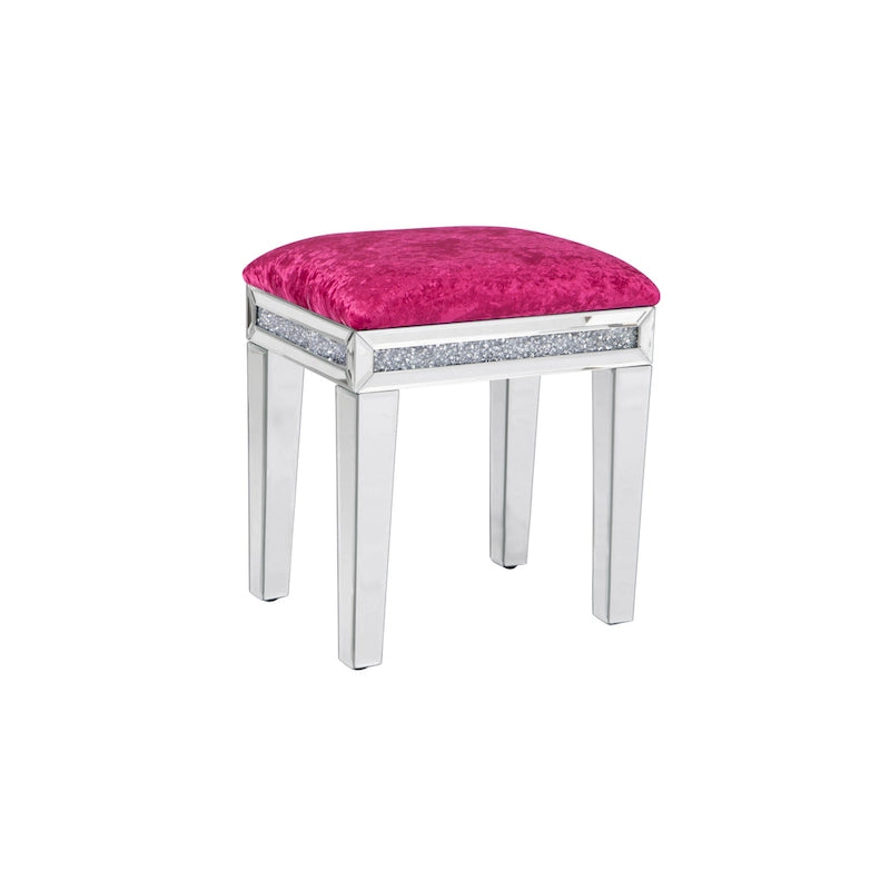Tabouret de coiffeuse miroir diamant avec siège en velours rembourré