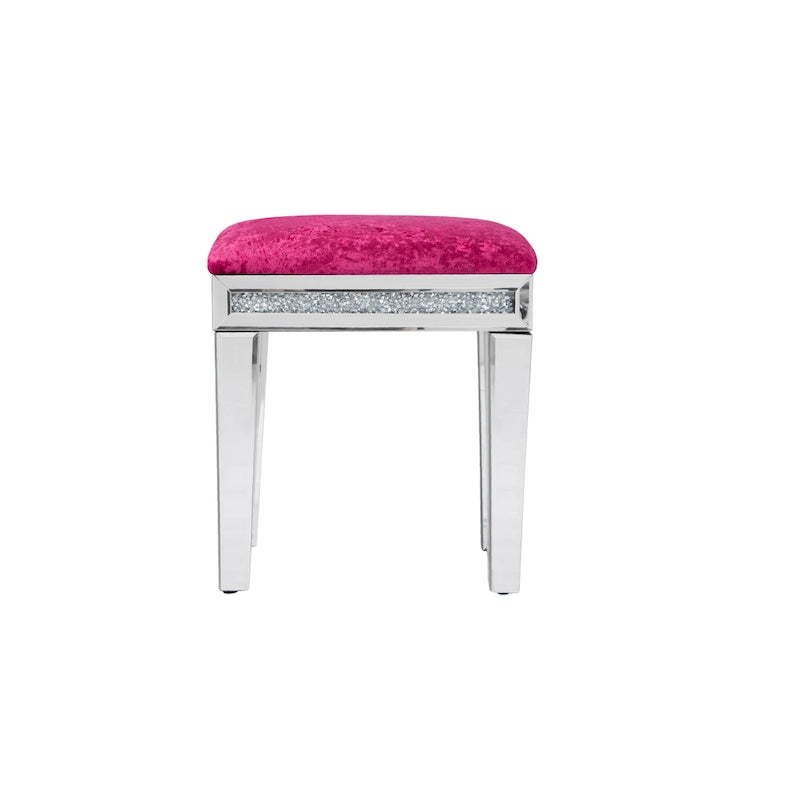 Tabouret de coiffeuse miroir diamant avec siège en velours rembourré