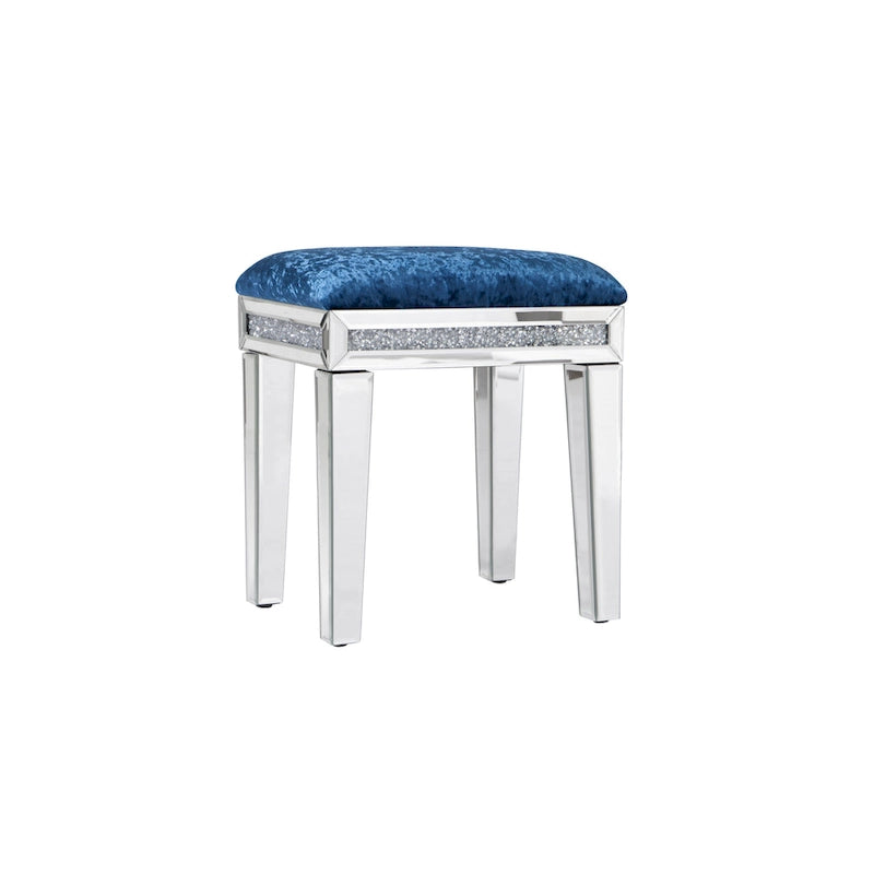 Tabouret de coiffeuse miroir diamant avec siège en velours rembourré