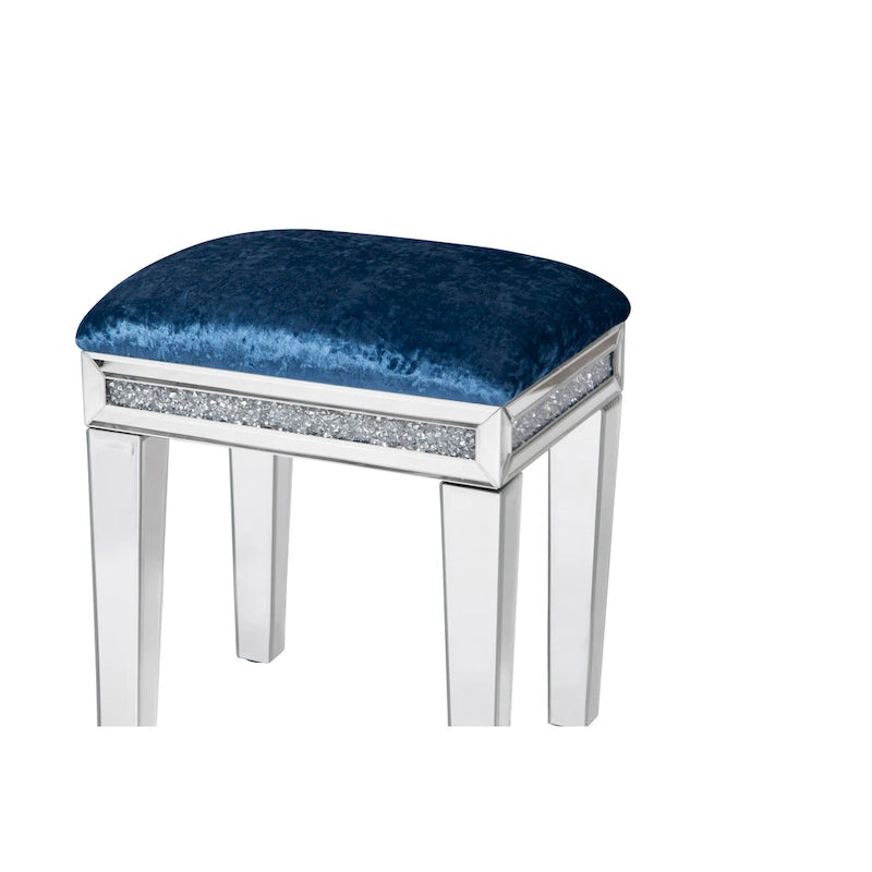 Tabouret de coiffeuse miroir diamant avec siège en velours rembourré