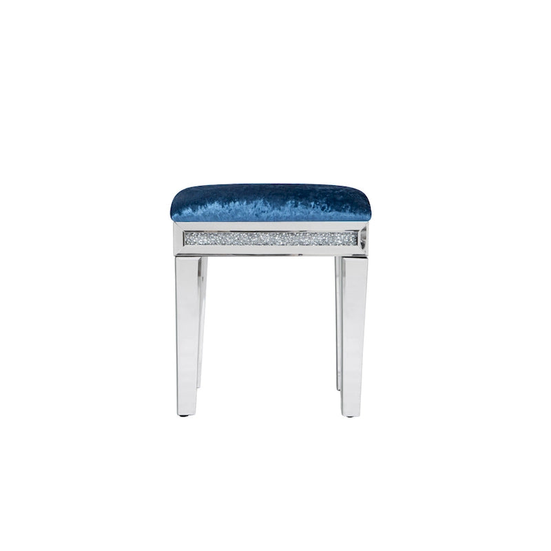 Tabouret de coiffeuse miroir diamant avec siège en velours rembourré