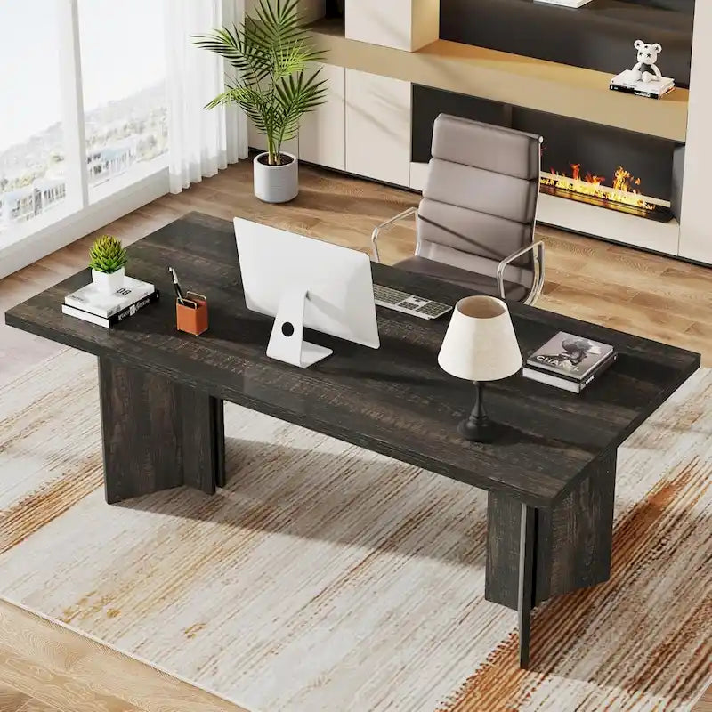 Bureau de direction, Grand bureau d'ordinateur moderne en bois