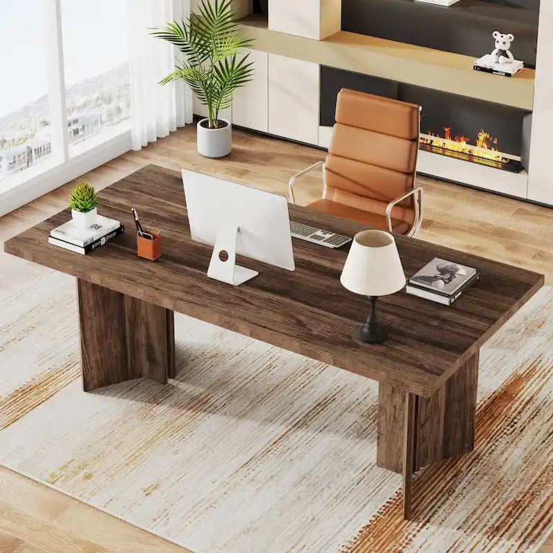 Bureau de direction, Grand bureau d'ordinateur moderne en bois
